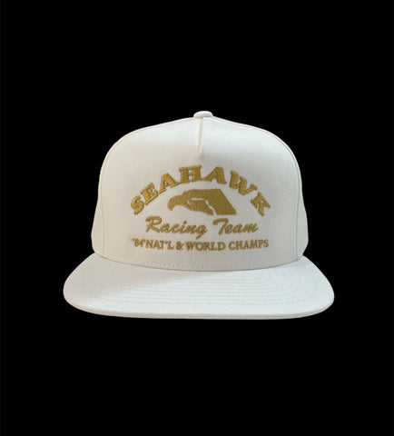 Seahawk Racing Team White 80s Retro Hat as seen on netflix series cocaine cowboys